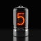 Nixie tube indicator, lamp gas-discharge indicator on dark background. The number five of retro. 3d rendering.