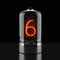 Nixie tube indicator, lamp gas-discharge indicator on dark background. The number six of retro. 3d rendering.