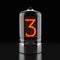 Nixie tube indicator, lamp gas-discharge indicator on dark background. The number three of retro. 3d rendering.