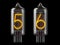 Nixie tube indicator. Number 5 five and 6 six on black background