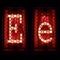 Nixie tube indicator set of letters the whole alphabet. The letter E .