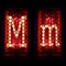 Nixie tube indicator set of letters the whole alphabet. The letter M