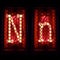 Nixie tube indicator set of letters the whole alphabet. The letter N