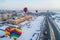Nizhny Novgorod. Festival of balloons. Launching balloons from the Nizhny Novgorod fair.