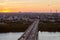 Nizhny Novgorod rapid transit bridge at sunset