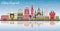 Nizhny Novgorod Russia City Skyline with Color Buildings, Blue S