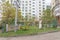 Nizhny Novgorod, Russia. - October 13.2016. Children& x27;s playground is fenced with a fence with a locked gate.