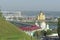 Nizhny Novgorod, Russia. - September 13.2017. View from the high bank of the Oka to the Nizhny Novgorod Theological Seminary, the