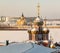 Nizhny Novgorod in winter. Russian winter cityscape. Traditional historical religious architecture and modern buildings