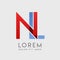 NL logo letters with blue and red gradation