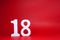 No. 18  Eighteen  Isolated red  Background with Copy Space - Number 18% Percentage or Promotion - Discount or anniversary concep