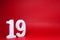 No. 19  Nineteen  Isolated red  Background with Copy Space - Number 19% Percentage or Promotion - Discount or anniversary concep