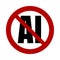 No AI artificial intelligence symbol icon called IA in French language