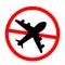 No airplane raster icon. Flat No airplane symbol