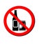 No alcohol allowed, prohibition sign with the silhouette of a bottle and a can of beer