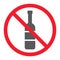 No alcohol glyph icon, prohibition and forbidden