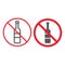 No alcohol line and glyph icon, prohibition