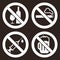 No alcohol sign, No smoking sign, No alcohol sign and No beer sign