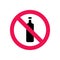 No alcohol symbol, beer bottle and prohibited sign, forbidden to drink icon - Vector