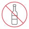 No alcohol thin line icon, prohibition forbidden