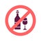 No alcoholism color glyph icon. Forbidden sign.