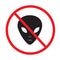 No alien icon on white background. UFO ban sign. stop alien. UFO is prohibited symbol. flat style