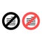 No alignment, editorial, text icon. Simple glyph, flat vector of text editor ban, prohibition, embargo, interdict, forbiddance