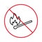 No Allowed Danger Match Stick Fire Sign. Flame Prohibited. Forbidden Heat Matchstick Line Pictogram. Ban Burn Match