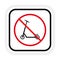 No Allowed Kick Scooter Sign. Handle Bike Ban Black Silhouette Icon. Forbidden Push Power Wheel Bicycle Pictogram