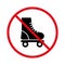 No Allowed Skating Sign. Prohibited Roll Zone. Forbidden Roller Skate Pictogram. Ban Rollerskate Black Silhouette Icon