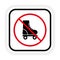 No Allowed Skating Sign. Prohibited Roll Zone. Forbidden Roller Skate Pictogram. Ban Rollerskate Black Silhouette Icon