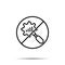 No analystics, setting, magnifier icon. Simple thin line, outline vector of project management ban, prohibition, embargo,