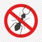 No ants sign. Anti insect pictogram. Vector