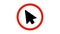 no arrow click icon road sign animation. simple red circle prohibition Not Allowed Sign road motion design 4k with alpha