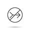 No Arrow right icon. Simple thin line, outline vector of arrow ban, prohibition, embargo, interdict, forbiddance icons for ui and