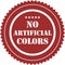 No artificial colors sign or logo. No artificial colors and dyes label or symbol.