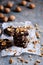 No-bake vegan brownies with chocolate ganache..style rustic