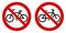 No bicycle / bicycles not allowed sign. Black bike sign in red c