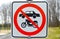 No bicycle, motorcycle, car area sign