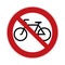 No bicycle sign - bikes forbidden sign, vector illustration