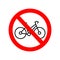 No bicycle sign. Prohibited parking vector icon. Forbidden bicycling icon. No bicycle ride vector sign