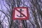 no boating sign in woods - vintage retro effect