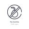 no bombs outline icon. isolated line vector illustration from traffic signs collection. editable thin stroke no bombs icon on