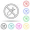 No bombs sign multi color set icon. Simple thin line, outline vector of human rights icons for ui and ux, website or mobile