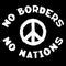 No borders no nations sign and pacific symbol. Conceptual social black and white stamp