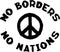 No borders no nations sign and pacific symbol. Conceptual social black and white stamp