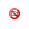No camera allowed sign. Red no sign with camera in trendy flat design