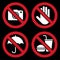 No camera, Do not touch, Umbrella not allowed, No food and drink sign