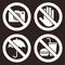 No camera, Do not touch, Umbrella not allowed, No food and drink sign
