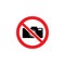 No camera icon inside red crossed out circle sign. Photography restriction symbol in protected area